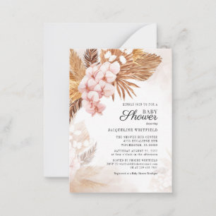 Bloemrijke Boho Pampas Gras Terracotta Baby Shower Notitiekaartje