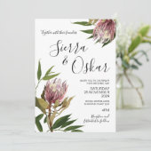 Bloemrijke Boho Protea Inheemse Bloemen Bruiloft Kaart (Staand voorkant)