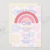 Bloemrijke Boho Rainbow verjaardagsuitnodiging Kaart (Voorkant / Achterkant)