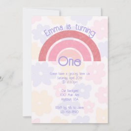 Bloemrijke Boho Rainbow verjaardagsuitnodiging Kaart