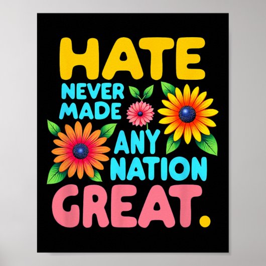 Bloemrijke Boho-stijl haat heeft nooit een natie g Poster (Voorkant)