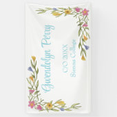 Bloemrijke Boho Universiteit Afstudeerfeest Spandoek (Verticaal)