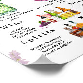 Bloemrijke Boho Wilde Bloem Bar Menu Trouwdrank Bo Poster (Hoek)