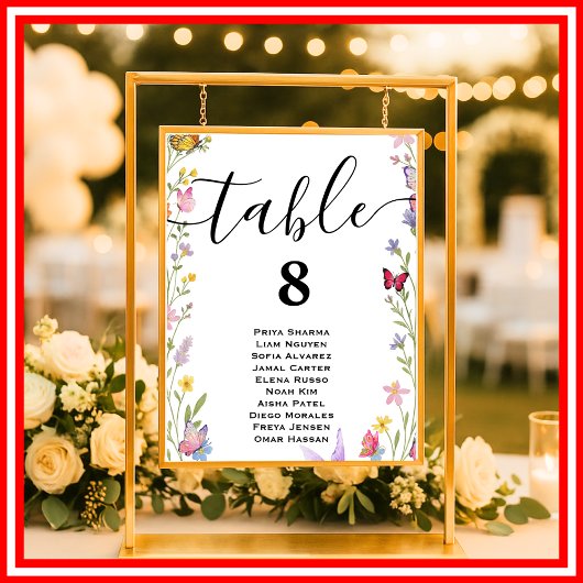 Bloemrijke Boho Wilde Bloem Bruiloft Tafel Zitplaa Poster