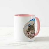 Bloemrijke Boho Wolf met Verf Accenten Mok (Voorkant rechts)