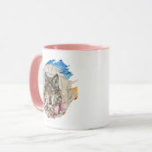 Bloemrijke Boho Wolf met Verf Accenten Mok (Voorkant links)