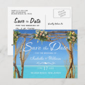 Bloemrijke Boho Zomer Strand Bruiloft Save the Dat Aankondigingskaart (Voorkant / Achterkant)