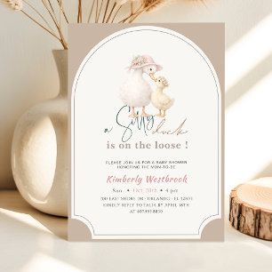 Bloemrijke Boog Cute Gans Eend Baby Shower Kaart