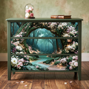 Bloemrijke Boog Mystiek Woud Rivier Decoupage Tissuepapier