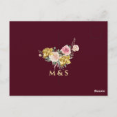 Bloemrijke bordeaux goud eucalyptus bruidsdouche briefkaart (Achterkant)