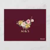 Bloemrijke bordeaux gouden eucalyptus bruidsdouche briefkaart (Achterkant)