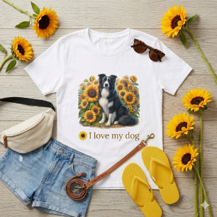 Bloemrijke Border Collie Hond Moeder T-shirt