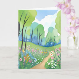 Bloemrijke Bos | Natuur Waterverf Wilde Bloemen Kaart