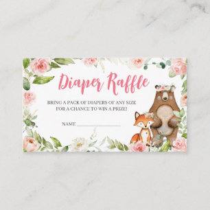 Bloemrijke bosbabyborrel luierraffle informatiekaartje