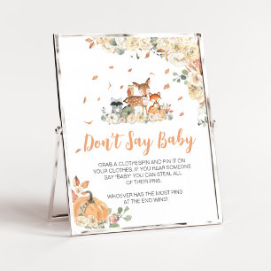 Bloemrijke Bosdieren Zeg Geen Baby Bord Poster