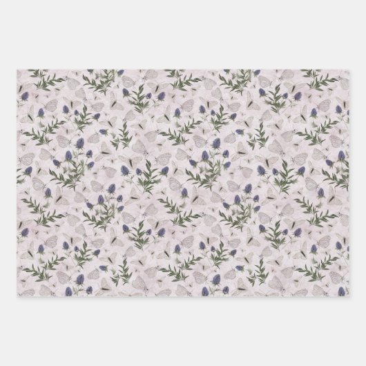 Bloemrijke botanische en vlinderontkoppeling inpakpapier vel (Voorkant 3)