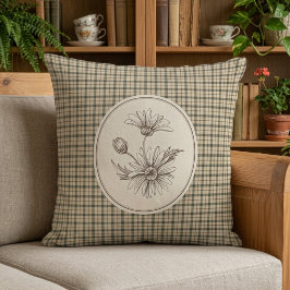 Bloemrijke botanische Gingham vintage Kussen
