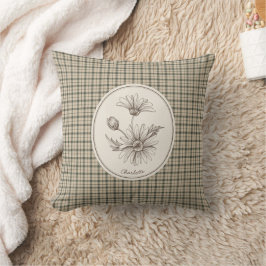 Bloemrijke botanische Gingham vintage Kussen