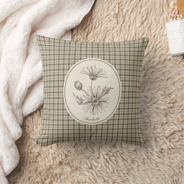 Bloemrijke botanische Gingham vintage  Kussen (Deken)