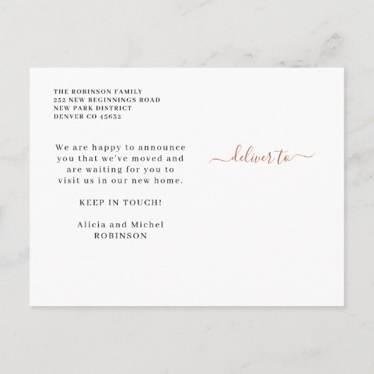 Bloemrijke botanische groene elegante verhuizing aankondigingskaart (Achterkant)