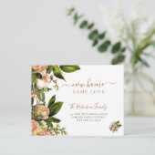 Bloemrijke botanische groene elegante verhuizing aankondigingskaart (Staand voorkant)