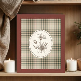 Bloemrijke botanische illustratie geruite vintage poster