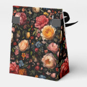 Bloemrijke botanische zwarte Moody chic bruiloft Bedankdoosjes (Achterkant)