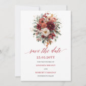 Bloemrijke Bourgogne Herfst Goud Bewaar De Datum K Save The Date (Voorkant)