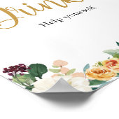 Bloemrijke Bourgogne Pompoen Baby shower Drinken Poster (Hoek)