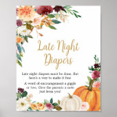 Bloemrijke Bourgogne Pompoen Late Night Luiers Poster (Voorkant)