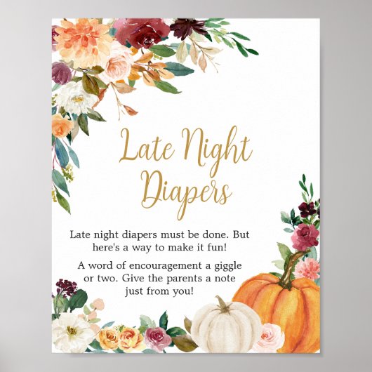 Bloemrijke Bourgogne Pompoen Late Night Luiers Poster (Voorkant)