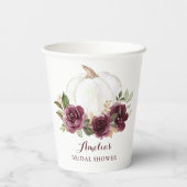 Bloemrijke Bourgondië Pompoen Herfst Bruids-Shower Papieren Bekers (Achterkant)