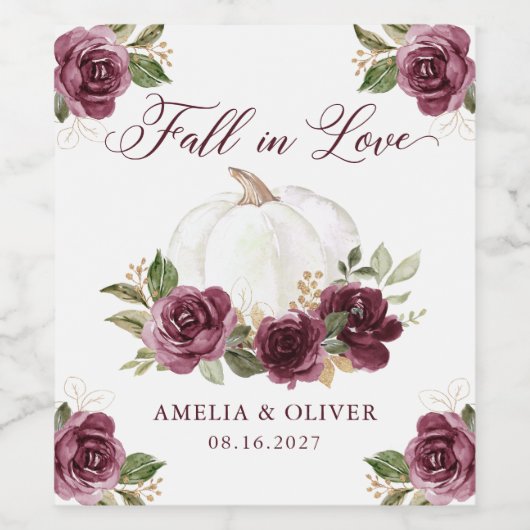 Bloemrijke Bourgondië Pompoen Verliefd Huwelijk Wijn Etiket (Enkel label)