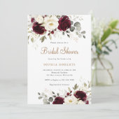 Bloemrijke Bourgondië Witte Groene Goud Bruiloft F Kaart (Staand voorkant)