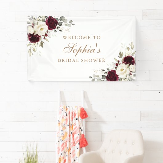 Bloemrijke Bourgondië Witte Groene Goud Bruiloft F Spandoek (Insitu)