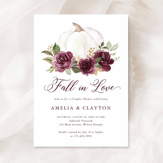 Bloemrijke Bourgondiërode Pompoen Verliefd Koppel  Kaart