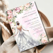 Bloemrijke bruid waterverf bruiloft kaart