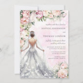 Bloemrijke bruid waterverf bruiloft kaart (Voorkant)