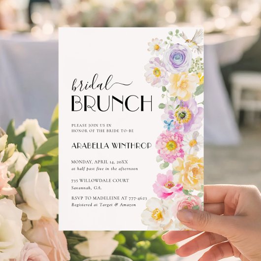 Bloemrijke Bruidsbrunch Tuinfeest Kaart