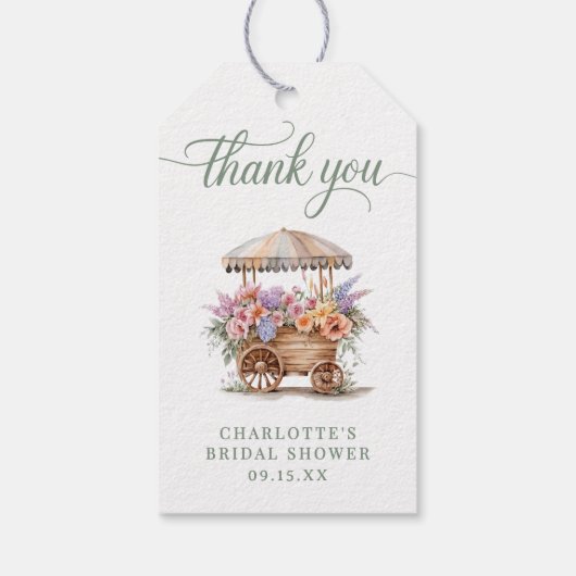 Bloemrijke Bruidsdouche Botanische Dankjewel Cadeaulabel (Achterkant)