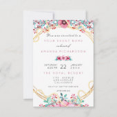 Bloemrijke Bruidsverjaardag Goud Roze Parel Zoete  Kaart (Voorkant)