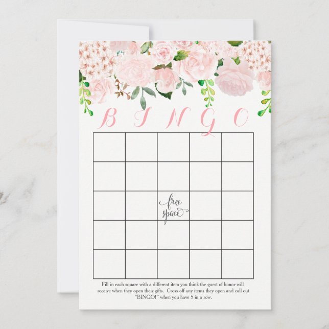 Bloemrijke Bruiloft Bingo Kaarten (Voorkant)