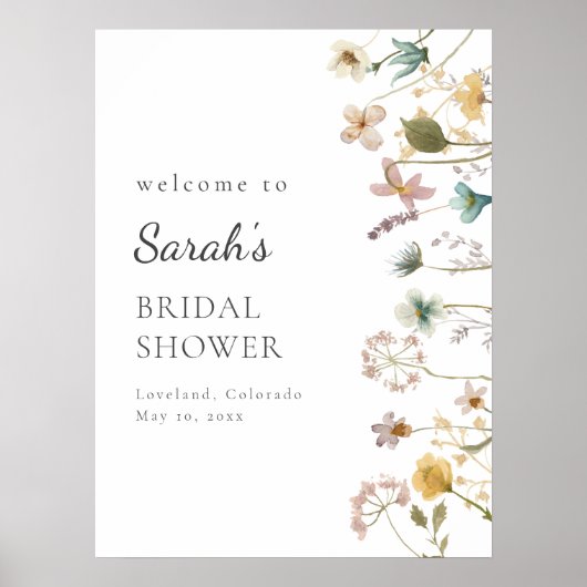 Bloemrijke Bruiloft Feest Welkom Bord Poster (Voorkant)