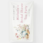 Bloemrijke Bruiloft Theepartij Welkom Spandoek (Verticaal)