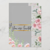 Bloemrijke bruiloft uitnodigingskaart kaart (Voorkant / Achterkant)
