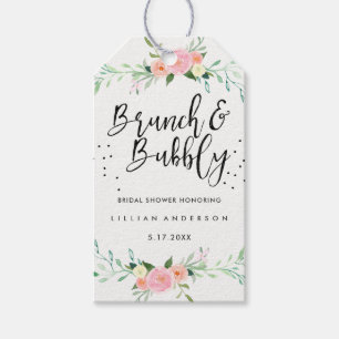 Bloemrijke Brunch en Bruisende Bruidsuitnodiging L Cadeaulabel