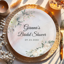 Bloemrijke Brunch En Bruisende Bruiloftsshowers Papieren Bordje