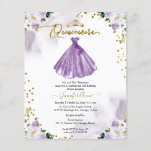 Bloemrijke Budget Quinceanera Uitnodiging Tweetali