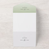 Bloemrijke Calligrafie Sagegroen Moody Blue All In One Uitnodiging (Buitenkant)