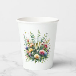 Bloemrijke Champagne Tuin Cups Papieren Bekers